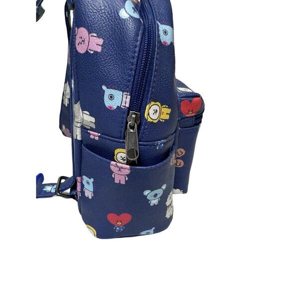 BT21 BTS Allover Print Character Faux Leather Mini Backpack Collectible KPOP - Picture 4 of 7